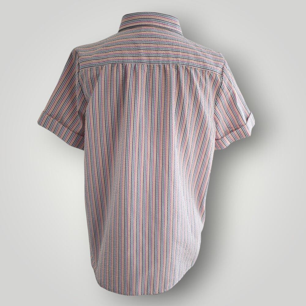 VTG Boca Bay Seersucker Vacation Shirt Women's S Multicolor Striped Button Up - Picture 5 of 15